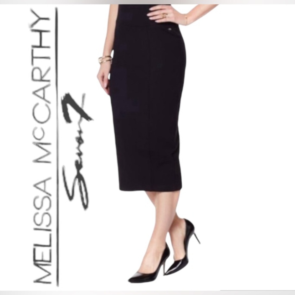 4X Melissa McCarthy Black Ponte Pencil Skirt